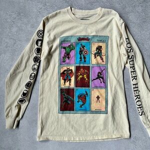 Marvel Cream Long-Sleeve Los Super Heroes Graphic Tee